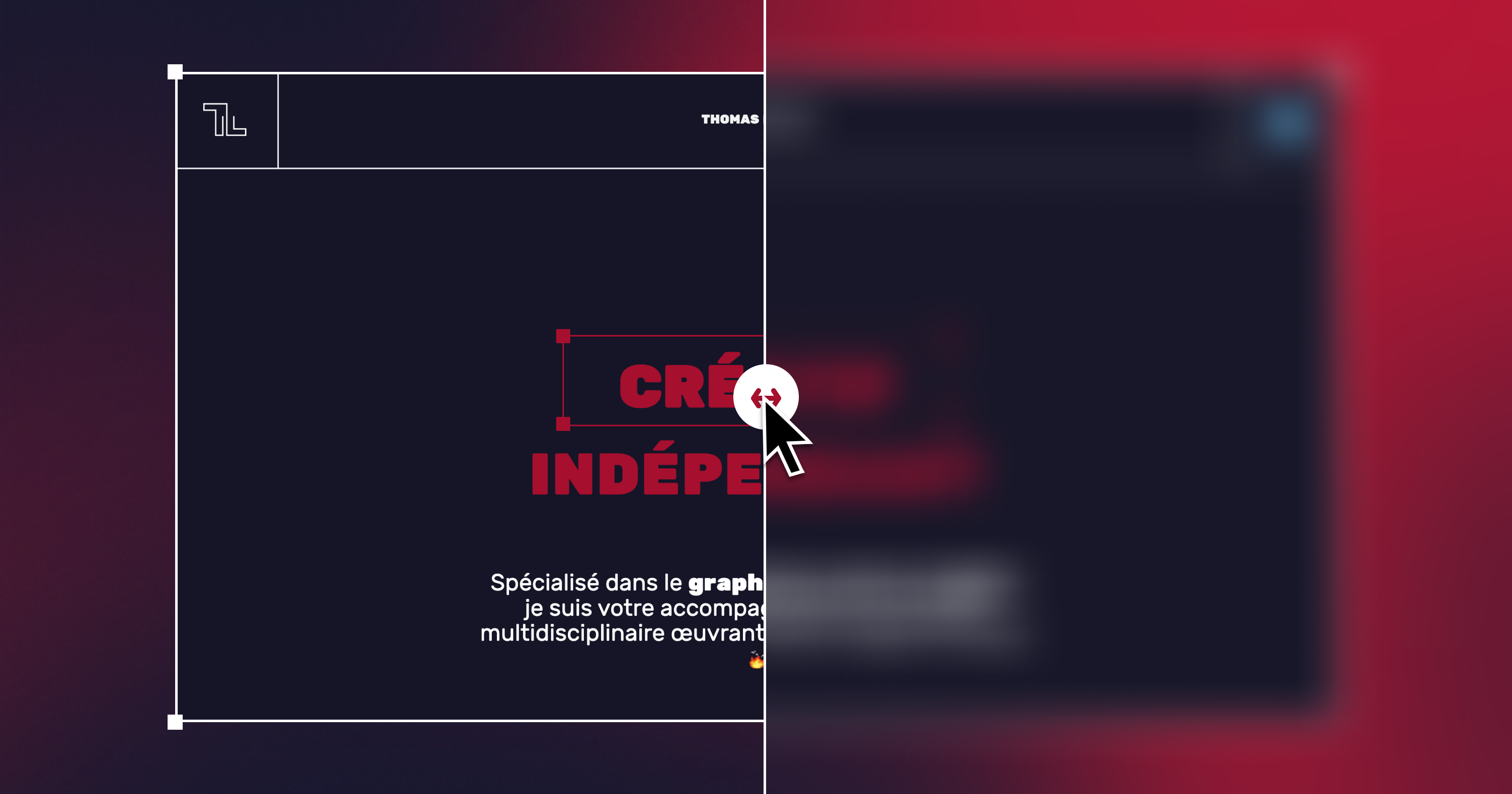 Capture écran du site en train d'être dévoiler par un curseur